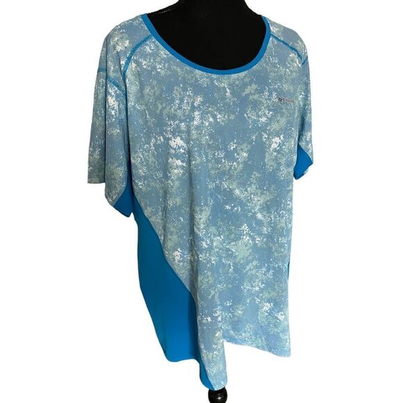 𝅺Columbia round neck patterned short sleeved top, size 2X - Picture 1 of 6